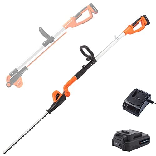 Image of Yard Force 20V Cordless Pole Hedge Trimmer 41cm Dual Action Blade, 10-Position Pivot Head, Telescopic, Extendable 2.5m Reach, Lightweight for Tall Hedges. With 20V 2.5Ah Battery and Charger.