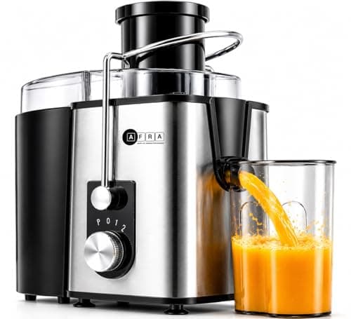 Image of AFRA 400W Centrifugal Juicer, Electric Fruit & Vegetable Juicer with 2 Speeds, 65mm Wide Feed Chute, Juice Jug, Easy Clean Stainless Steel Juicer with Safety Lock, Black