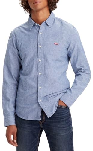 Image of Levi's Men's Long-Sleeve Battery Housemark Slim Shirt, Navy Peony, M