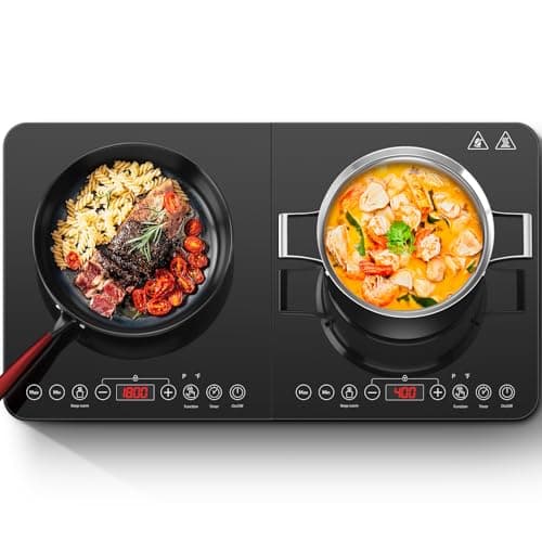 Image of Aobosi Double Induction Hob,Induction Hobs with Black Glass Panel Body, Independent Control,Induction Cooker with 20 Temperature Setting&18 Power Levels[Upgrade],4-Hour Timer,2800W,Safety Lock