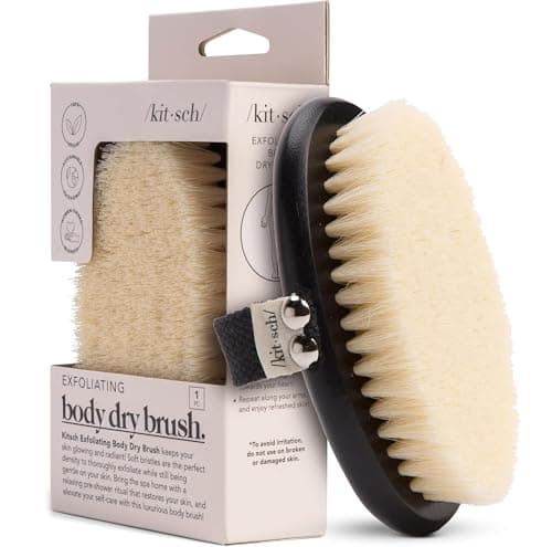 Image of Kitsch Dry Brushing Body Brush for Lymphatic Drainage- Soft Bristles - Reduces Cellulites, Removes Dry Skin and Improves Blood Circulation, Body Exfoliator Scrubber for Glowing Skin, Sauna Accessories