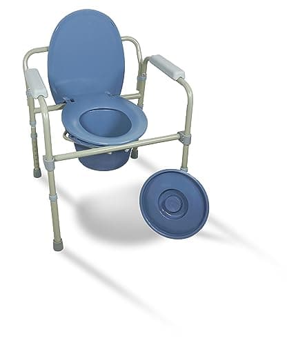 Image of Aidapt Commode Chair,Bedside,Bathroom,Height Adjustable,Toilet Seat&Lid,Commode Pail,Chamber Pot,Disabled&Elderly,Mobility,Supplied Flat Packed,No Tools Required,Easy Install,Push Pin Installation