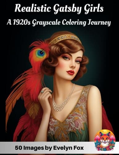 Image of Realistic Gatsby Girls: A 1920s Grayscale Coloring Journey: 50 realistic images featuring Portraits, 1920's Ladies, Authentic Fashion Styles, Coloring Book