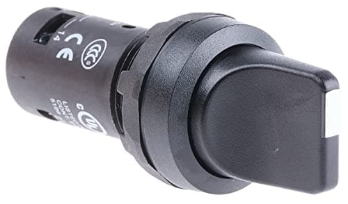 Image of ABB C2SS1-10B-11 Compact Selector Switch, 2-pos Fixed B&C, Short handle, Black, Non-Illuminated, Black Plastic, 1NO+1NC (ABB1SFA619200R1076)