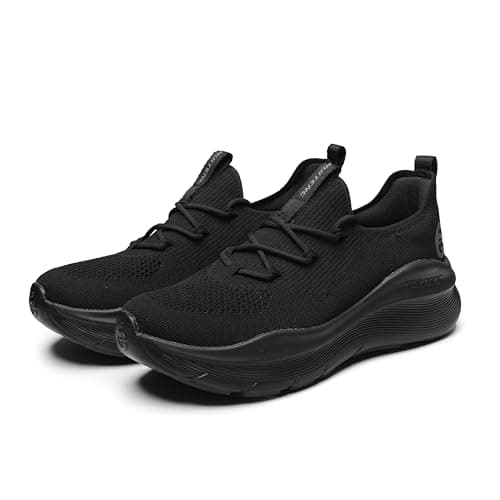 Image of Men's & Women's Black Unisex Trainers, Breathable Lightweight Casual Running Shoes for Gym & Outdoor Sports (Black, Adult, Men,9, Numeric, UK Footwear Size System, Medium)