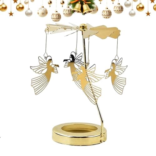 Image of Stainless steel Candle carousels – 12cmRotating Candle Holder, Christmas Rotating Candlestick, Tea Light Display | Romantic Candles carousels for Table Centrepiece, Home Decoration