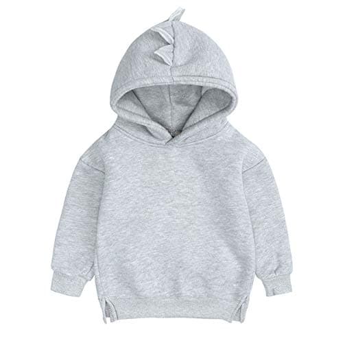 Image of famuka Unisex Toddlers Sweatshirt Solid Colors Baby Hoodie (Grey, 2-3 Years)