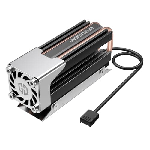 Image of Graugear M.2 NVMe SSD (2280) Cooler – Heatpipe Cooler with Fan for M.2 SSD – Active; Low Noise; 25 mm PWM Fan; 4 x Thermal Pads; Copper Heatpipe; Aluminium; G-M2HS03-F