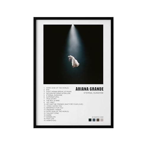 Image of LISA MARIE DESIGNS Ariana Grande Album Cover Poster, Eternal Sunshine, Sweetener & Yours Truly, A4 or A3 Poster Framed and Unframed (A4 Unframed (210x297mm), Unframed, Eternal Sunshine)