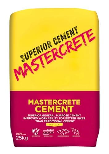 Image of 25kg Multi-Purpose Cement for Bricklaying, Concrete, Floor Screeds & Mortar – Weatherproof Plastic Bag – Grey Powder – High Strength Non-Ready Mix - Mastercrete Cement