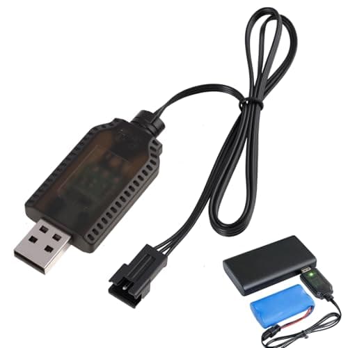 Image of Lipo Charger 7.4V LiPo Battery Charger, RC Battery Charger with SM-3P Connector, Over-Voltage Protection, USB Charging Compatibility for RC Cars, Trucks, Boats, Helicopters, Quick Charging for Remote