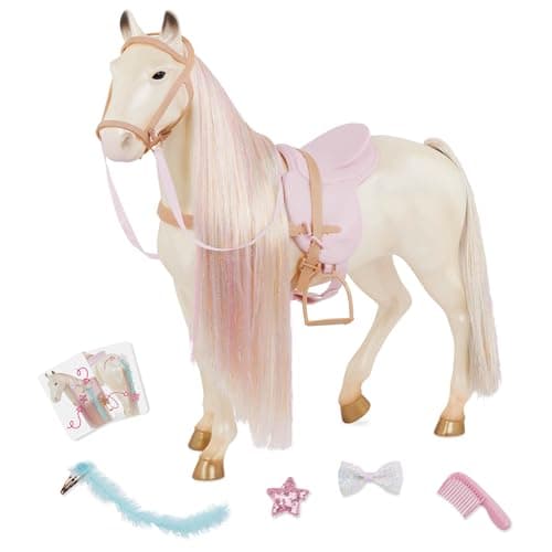 Image of Our Generation Enchanting Horse - 50cm Toy Horse with Ultra-Long Rainbow Hair, Rainbow Hair Horse for 18-inch Dolls, Brushable Hair, Styling Accessories, Toy Horse for Fashion Dolls, Ages 3+