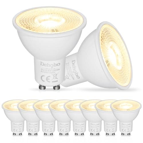 Image of Dehobo GU10 LED Bulbs Warm White, Spotlight Bulb 6W 2800K, 60W Equivalent Energy Saving, 480LM, 120° Beam Angle, Non-Flicker, Non-Dimmable Spot Lights for Ceiling Downlights Lighting, 10 Pack