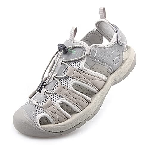 Image of Knixmax Women Walking Sandals Wide fit Closed Toe Outdoor Sports Sandal Summer Hiking Shoes Grey 6UK - 39EU