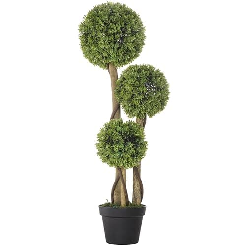 Image of HOMCOM Decorative Artificial Trees Boxwood Ball Topiary Trees in Pot, Fake Plants for Home Indoor Outdoor Decor, 90 cm, Light Green