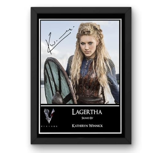 Image of Vikings - Lagertha/Katheryn Winnick Signed Autograph Print Poster Black Framed Mounted Wall Art (10x12) Actor Artwork for Home & Office Decor Gift