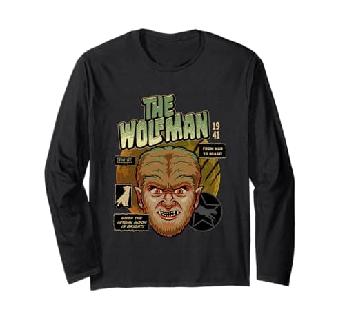 Image of Universal Monsters The Wolf Man Vintage Halloween Mask Long Sleeve T-Shirt