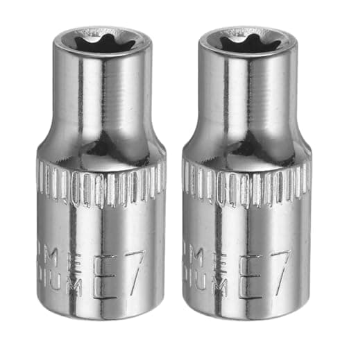 Image of sourcing map 2pcs E-Torx Socket 1/4" Drive E7 External Torx Deep Socket CR-V 6 Point Spline Socket Star Female Bit Socket for Auto Repairs Home Maintenance DIY Hand-Making 1" Length