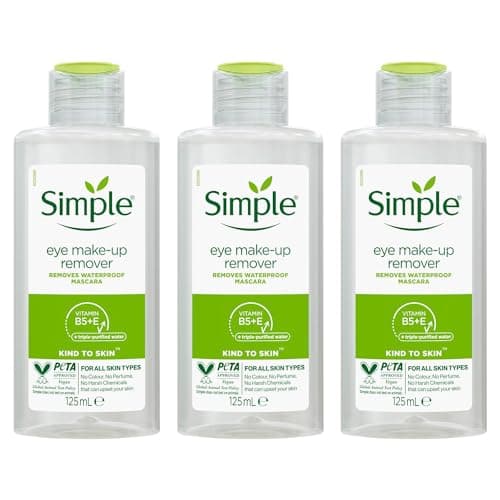 Image of 3 Pack of 125ml Simple Kind to Skin Eye Make-Up Remover For Sensitive Skin