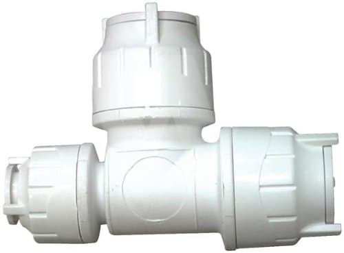 Image of Polypipe FIT1415 White Polyfit End Reduced Tee 15 mm x 10 mm x 15 mm