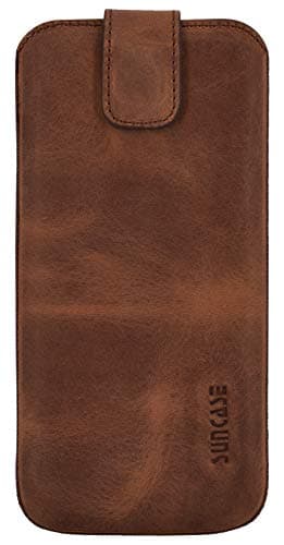 Image of Suncase Genuine Leather Case Compatible with Nokia 5710 Xpress Audio with Pull-Up Strap and Magnetic Closure Antique Coffee