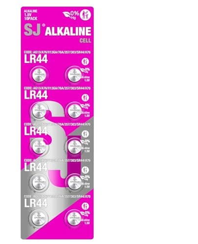 Image of SJ AG13 10 PCS LR44 357 303 SR44 A76 Battery 1.5V Button Coin Cell Batteries Ideal for Watches, Hearing Aids, calculators, Key Fobs, and More