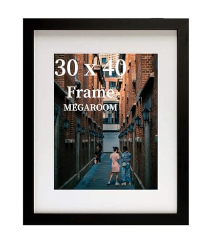 Image of MEGAROOM Wood 30x40 Picture Frame - 30 x 40cm Picture Frame - Picture Frames 30cm x 40cm with Clear Perspex Front - Wall Mounting to Hang Portrait or Landscape (Black)