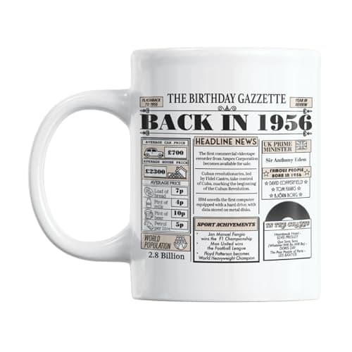 Image of Gift Island 70th Birthday Gifts Mug for Women & Men | Born in 1956 Birthday Gifts & 70th Mug | Gift for Mum & dad, Uncle & Auntie, Granny & Grandad | Gift for Seventy Years Old | 11oz Coffe (1956)