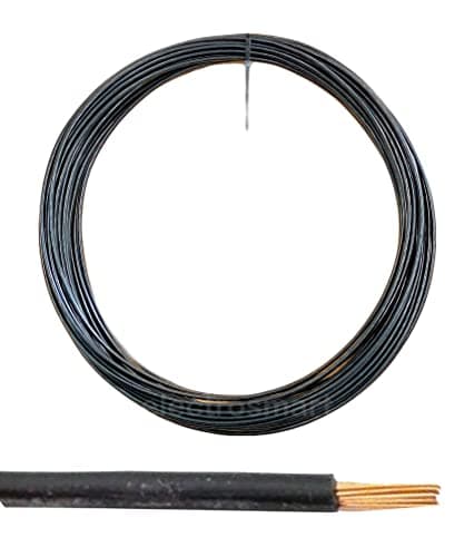 Image of electrosmart 12V 24V 2mm² 25 Amps Single Core Copper Automotive Auto Car Marine Stranded Thin Wall Cable/Wire Red or Black (Black, 5m)