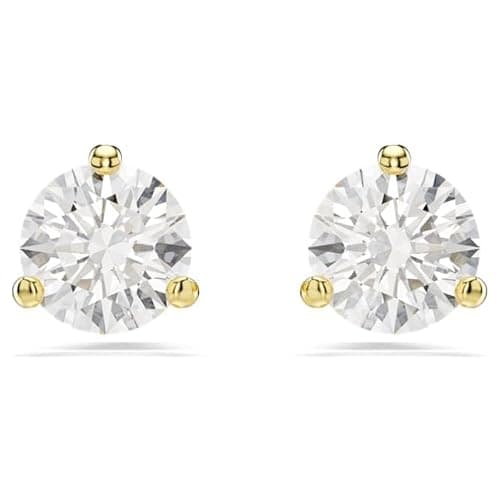 Image of Swarovski Solitaire stud earrings, Round cut, White, Gold-tone plated