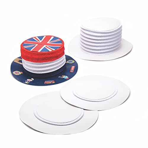 Image of Baker Ross EV1352 Concertina Top Hat Kits, For Kids to Design, Decorate and Wear for Arts and Crafts or Classroom activities for Children, Assorted, (Pack of 4)