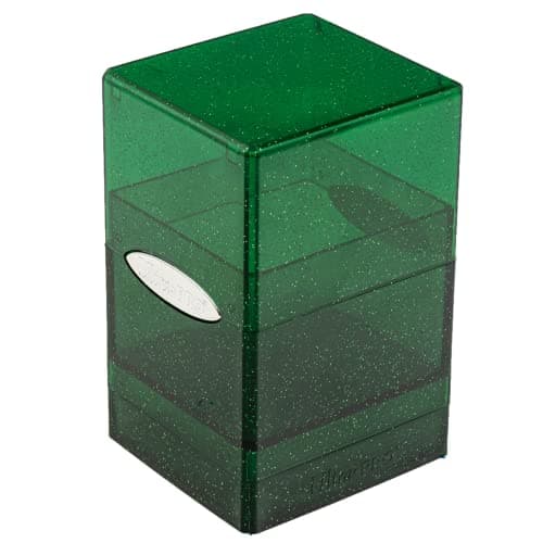 Image of Ultra PRO - Satin Tower 100+ Standard Size Card Deck Box (Green Glitter) - Protect Your Gaming Cards, Sports Cards or Collectible Cards In Ultra Pro's Stylish Glitter Deck Box