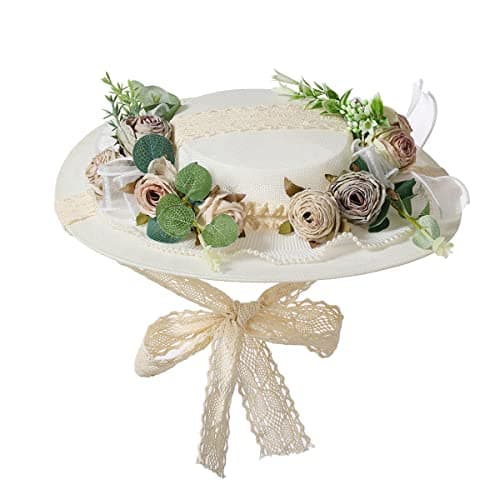 Image of COSDREAMER Women Victorian Tea Party Sun Hat Lolita Flower Straw Hats Beach Hats