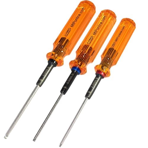 Image of MIP RC Ball End Hex Screwdriver Set 9606 – 3-Piece Tool Kit (2.0mm, 2.5mm, 3.0mm) for RC Cars, Helicopters, Drones, Boats – Precision Hexagon Allen Wrenches for RC Repair – Made in USA