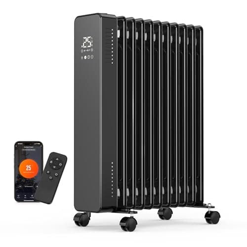 Image of VonHaus Oil Filled Radiator – Digitial LED Oil Heater with Remote Control, WiFi Smart Compatible with Alexa/Google Home – Portable Electric Free Standing 2500W – 24 hour Timer, Adjustable Thermostat