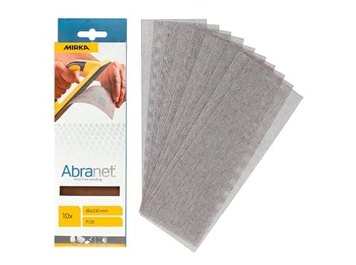 Image of Mirka Abranet net sandpaper strips 80x230 mm/Hook & loop/Grit P120 / 10 pcs / AE175F1012 / for dust-free sanding of wood, walls, metal, aluminium, stainless steel, filler, varnish, plastic
