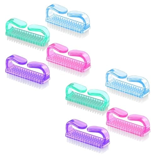 Image of Geebymol Nail Brush 8 Pcs Mini Handle Nail Brush Hand Scrubbing Cleaning Brush Fingernail Brushes Plastic Clean Brush, Kids Nail Scrubbing Brushes for Cleaning Nails(Blue, Green, Pink, Purple) (Large)