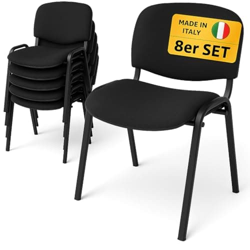 Image of Topsit Visitor Chairs Set of 8 Stackable Conference Chairs without Armrests Stacking Chairs with Metal Frame for Office, Conference, Reception (Black)