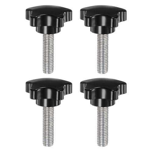 Image of sourcing map 4pcs Star Clamping Knobs M10 x 40mm Metric Male Thread 39mm Large Plastic 5-Star Head Hand Tightening Thumb Screw Jig Knob Handle, Black