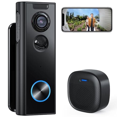 Image of XTU Wireless Video Doorbell No Subscription-2K HD Security Doorbell Camera Wireless-Local/Cloud Storage with Multi-angle Bracket, 2.4GHz Wi-Fi, Works with Alexa and Google Home