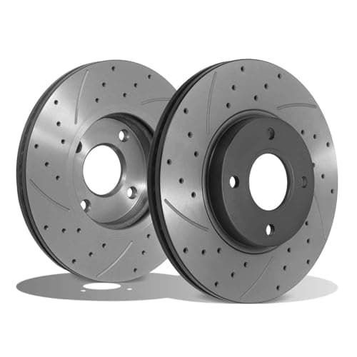 Image of Gravity Performance Front 278mm Vented Brake Discs Compatible with Ford Fiesta ST | MK7 ST180 ST200 | 1.6L EcoBoost | 2009-2017 Models Replacement Drilled Grooved Performance Disc Pair