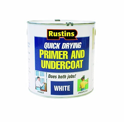 Image of RUSTINS Quick Drying Primer And Undercoat White 2.5L - Smooth Finish Prep Coat with Quick Drying Formula; Excellent Coverage for Walls, Trim & Wood; Trusted Choice for Home Decorating Projects