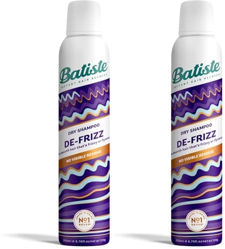 Image of Batiste Dry Shampoo De-Frizzing 200ml, Hair Benefits Smooths Frizzy Flyaway Hair, No Rinse Spray to Refresh Hair in Between Washes (Pack of 2)