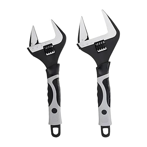 Image of SDFIXINGS 4-Piece Adjustable Spanner Wrench Set – 6", 8", 10", 12" Extra-Wide Jaw Opening 34–60mm Black White Finish Heavy-Duty Alloy Steel Plumbing and Mechanical Hand Tools (Set 2Pcs (10" & 12"))
