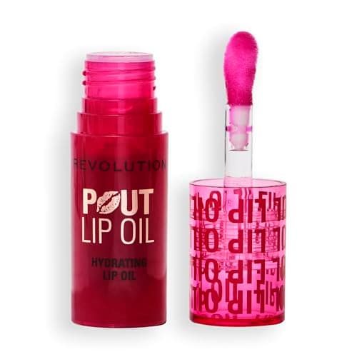 Image of Revolution, Pout Lip Oil, Nourishing Tinted Lip Oil, High Shine, Non-Sticky Finish, Vegan & Cruelty-Free, Cherry Red, 4ml