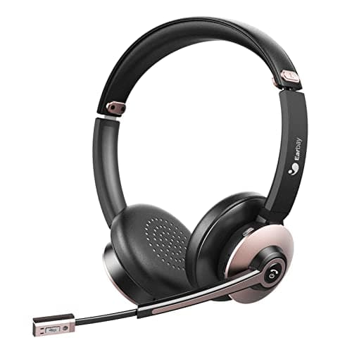 Image of Earbay Bluetooth Headset, Wireless Headphones with Microphone Noise Cancelling, On Ear Headphones with Mic Mute, Handsfree PC Headsets for Zoom/Ms Teams/Skype 26H Playtime|Dual Connect|Laptop