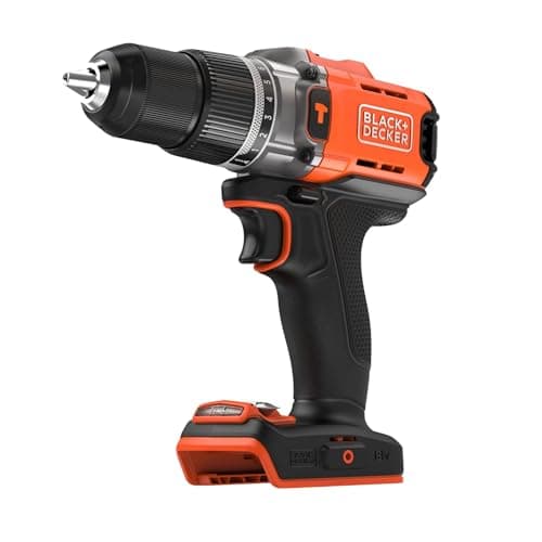 Image of BLACK+DECKER 18V POWERCONNECT Cordless Hammer Drill, 45Nm Torque, 2 Gear Settings, LED Light, Keyless Chuck, No Battery or Charger, BCD383XN-XJ