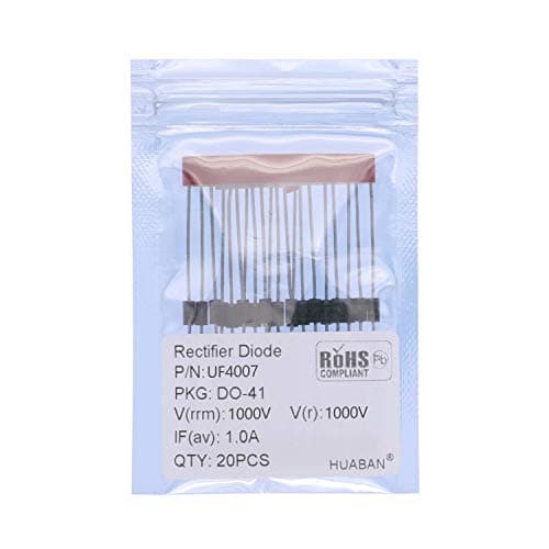 Image of HUABAN 20PCS UF4007 Ultra Fast Recovery Rectifier Diode 1A 1000V 50-75ns DO-41 (DO-204AL) Axial 1 Amp 1000 Volt