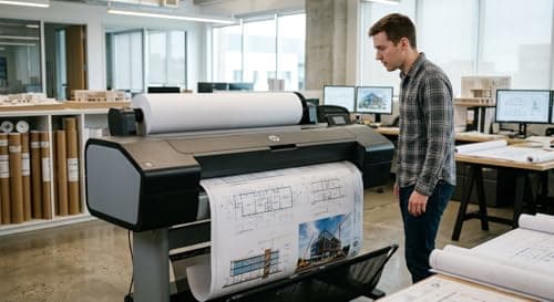 Image of Premium Coated Inkjet 1 Paper Roll 90gsm – 914mm x 91m A0 Wide Format Plotter Paper – Matte White Water-Resistant CAD & Poster Printing – High-Resolution Colour & B&W – Compatible with HP Canon Epson