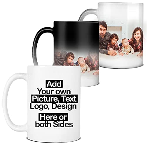 Image of Samar Personalised Color Changing Heat Mug - Add Your Text, Picture, Design or Logo on This 11oz Cup. Customised Gift idea for Birthday, Wedding, Father Day, Anniversary